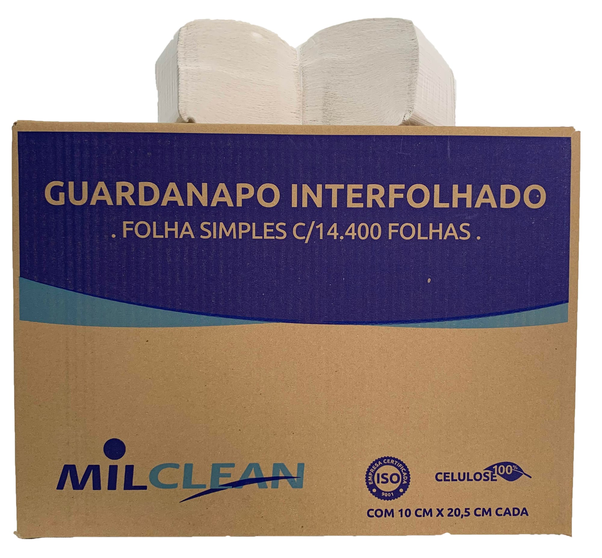 Guardanapo interfolhado (100% celulose, folha simples com 14.400 folhas)
