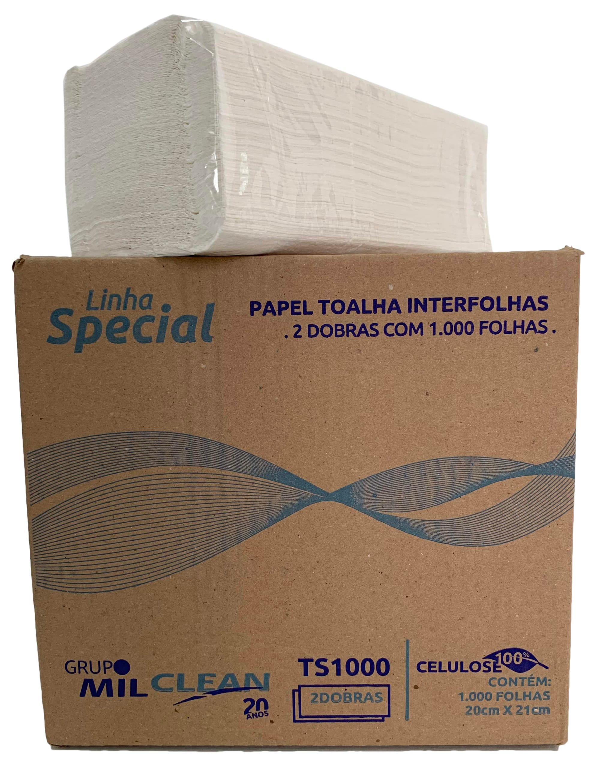 Papel toalha interfolhas (100% celulose, 2 dobras com 1.000 folhas)
